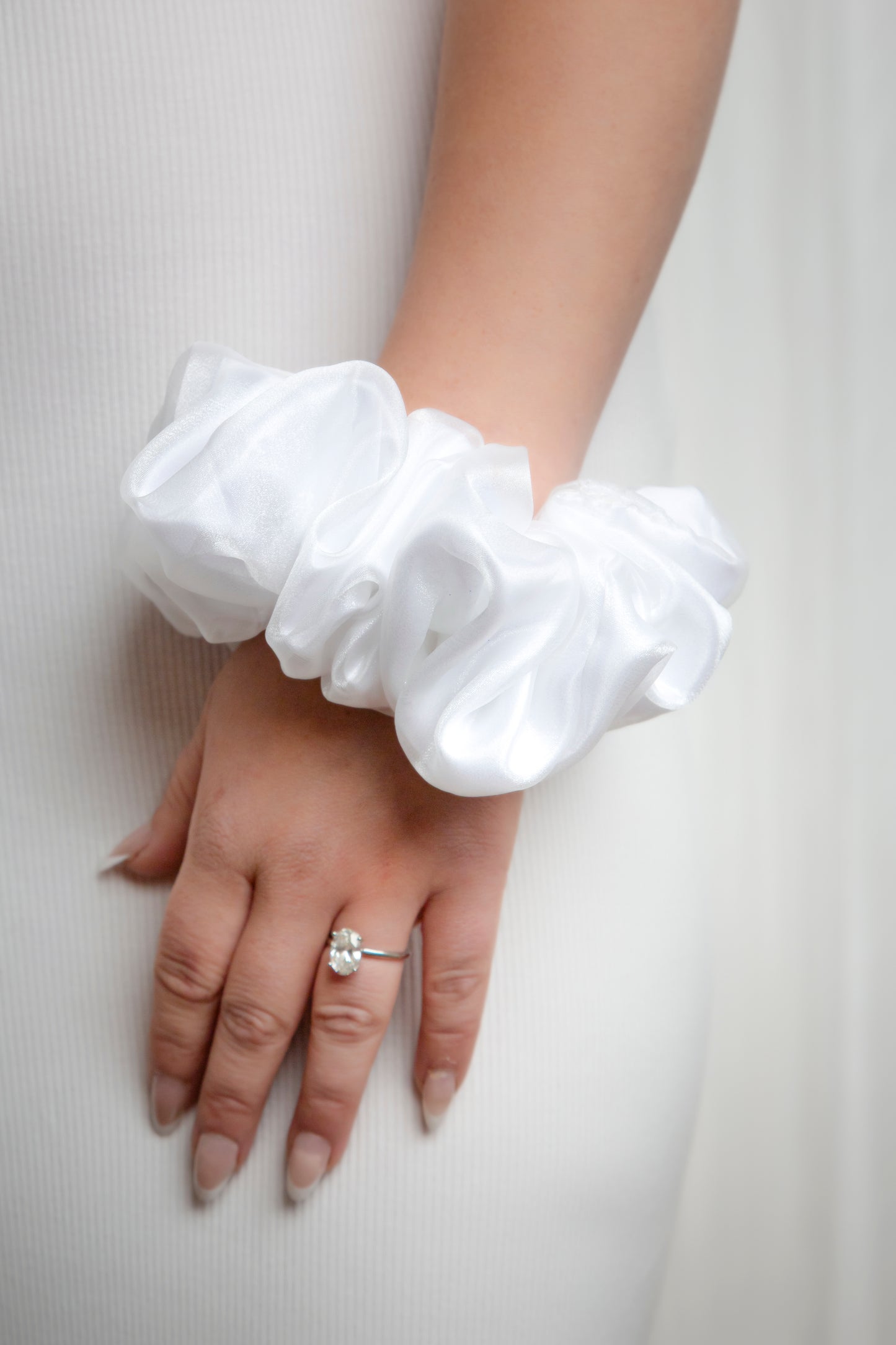 White Oversized Bridal Scrunchie
