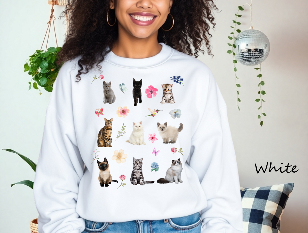Cat And Flower Sweatshirt