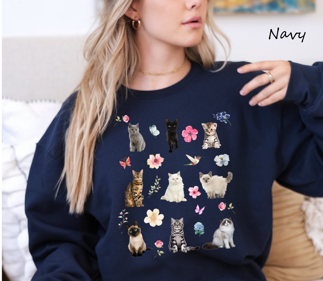 Cat And Flower Sweatshirt