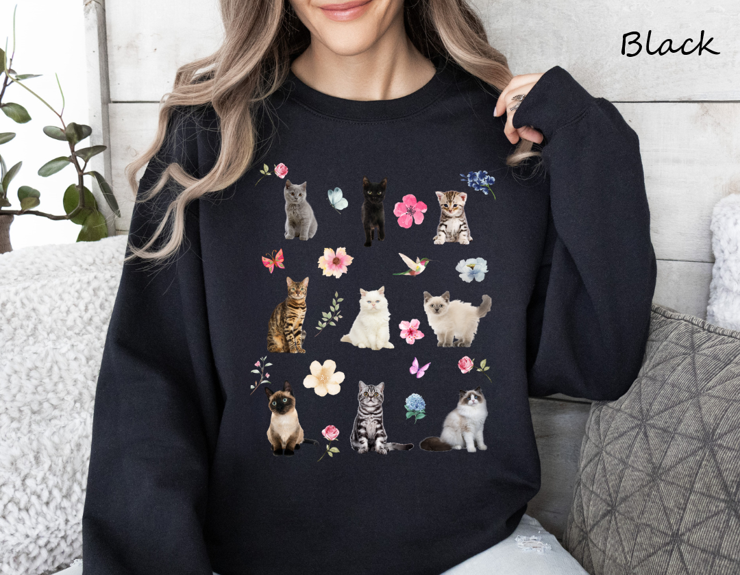 Cat And Flower Sweatshirt