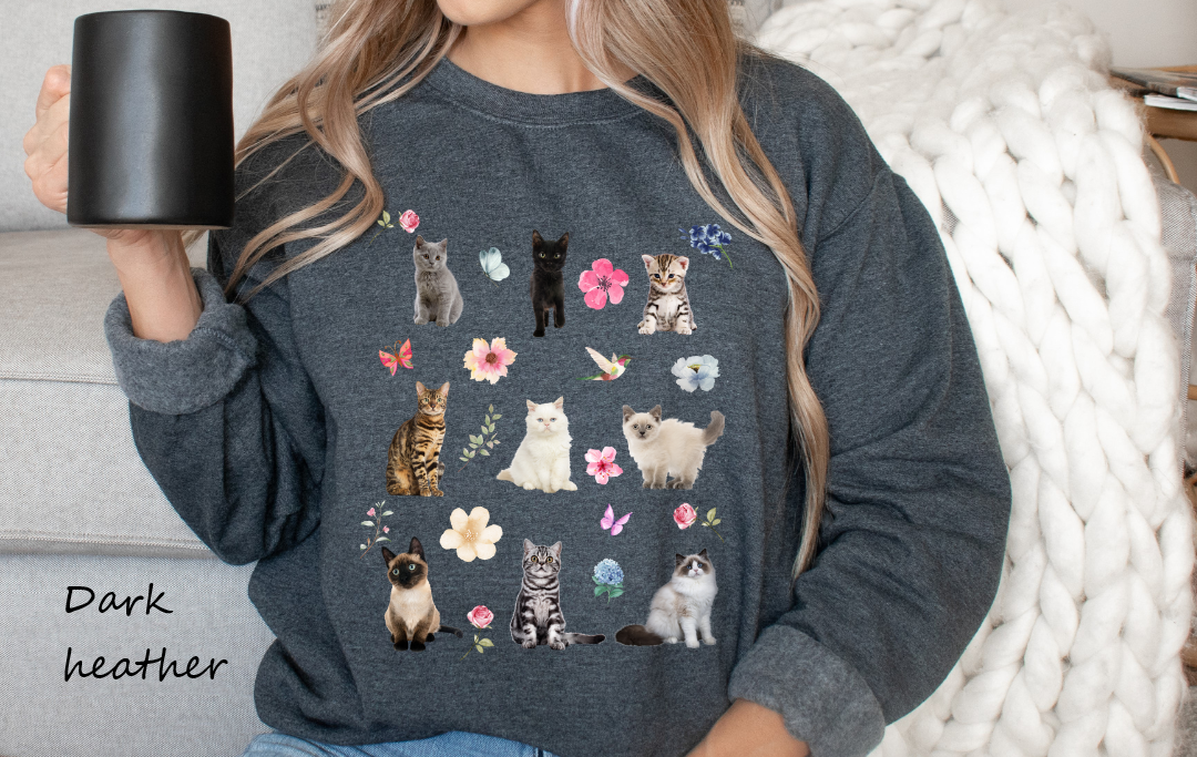 Cat And Flower Sweatshirt