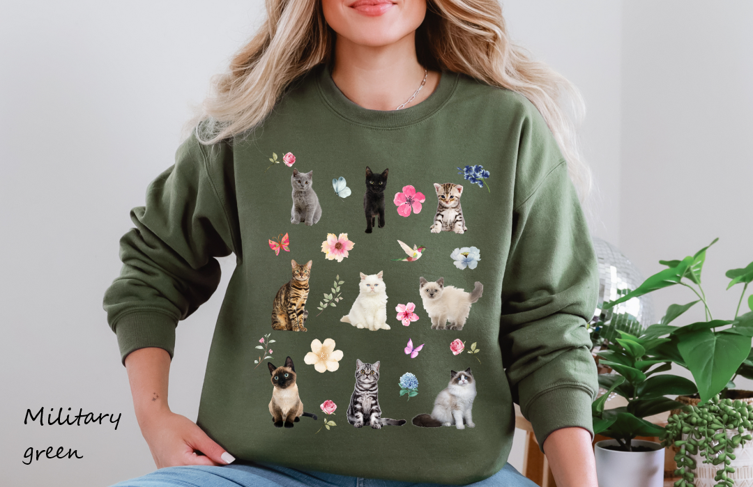 Cat And Flower Sweatshirt