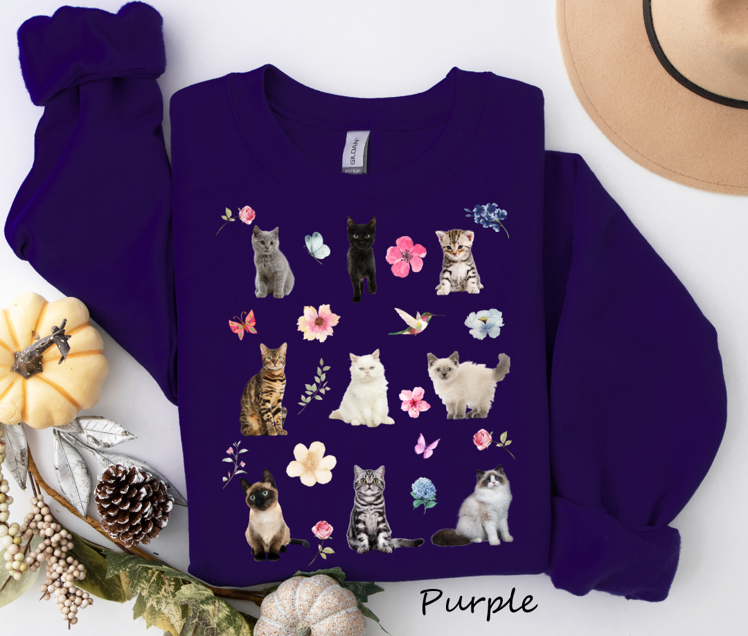 Cat And Flower Sweatshirt